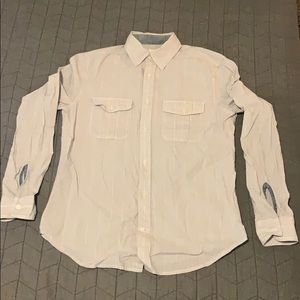 Gap white and grey stripped button up